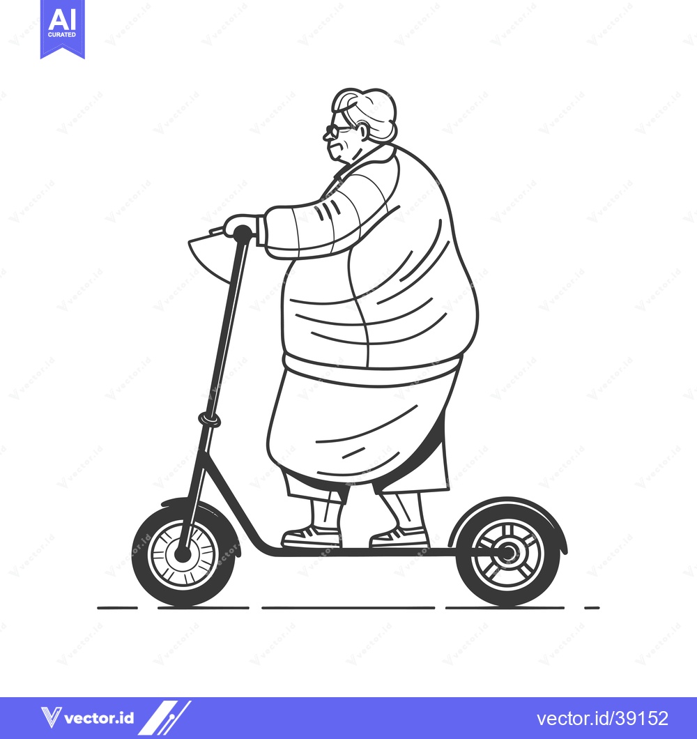 Premium Vector dari Elderly Woman Riding an Electric Scooter