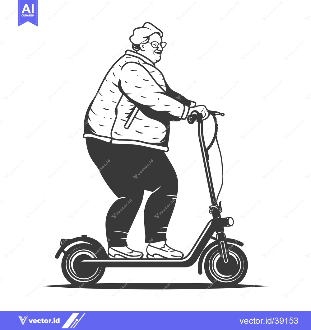 Premium Vector dari Elderly Woman Riding an Electric Scooter