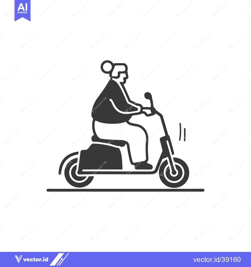 Premium Vector of Elderly Woman Riding a Scooter