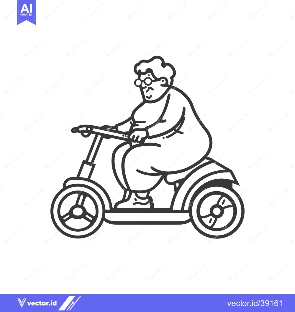 Premium Vector dari Elderly Woman Riding a Scooter
