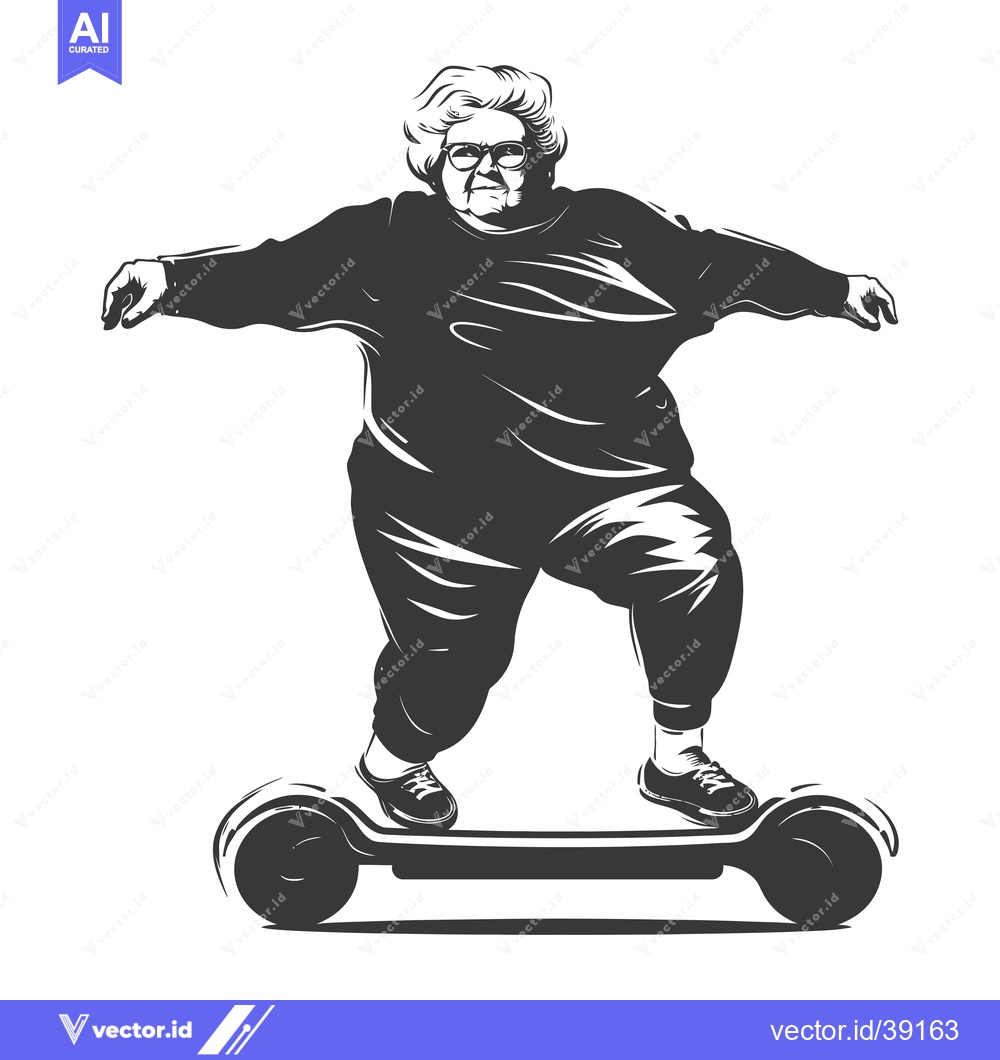 Premium Vector of Elderly Woman Riding a Self-Balancing Scooter