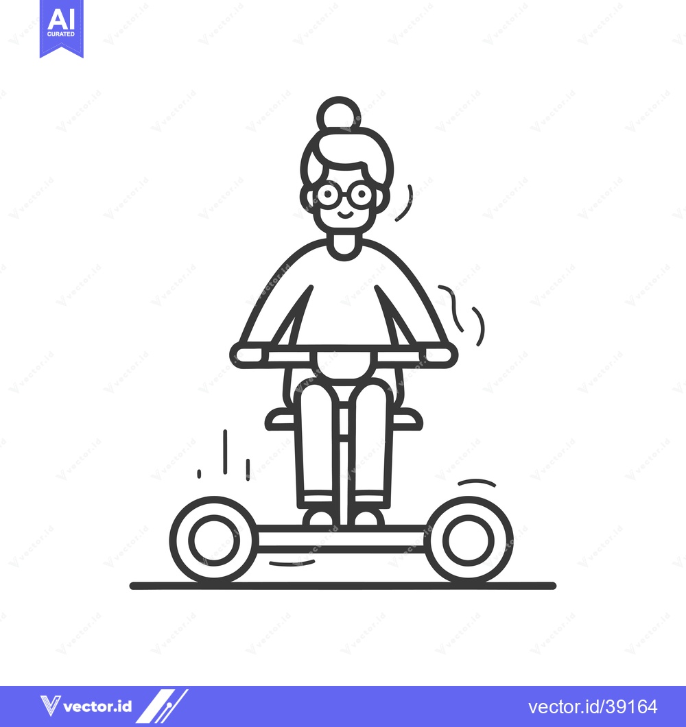 Premium Vector of Elderly Woman Riding a Self-Balancing Scooter