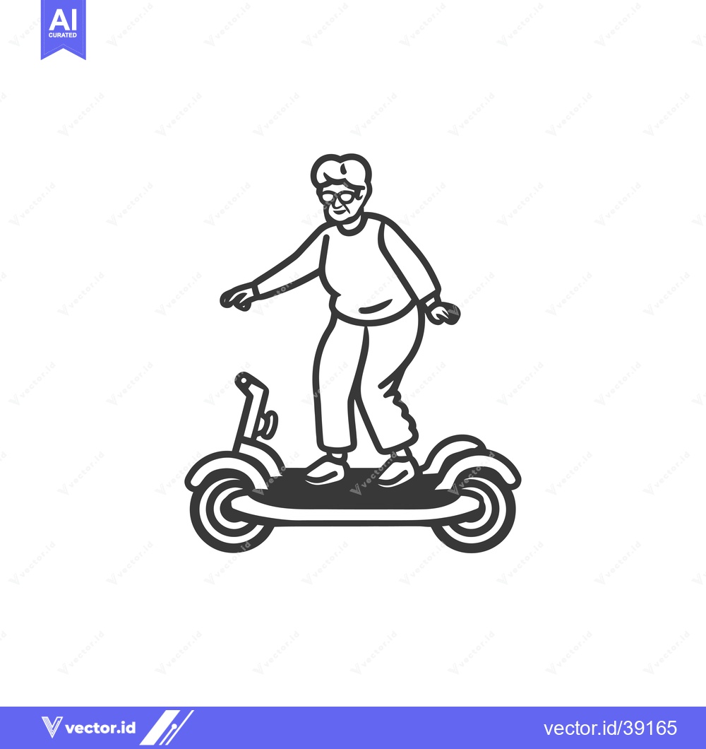 Premium Vector dari Elderly Woman Riding a Self-Balancing Scooter