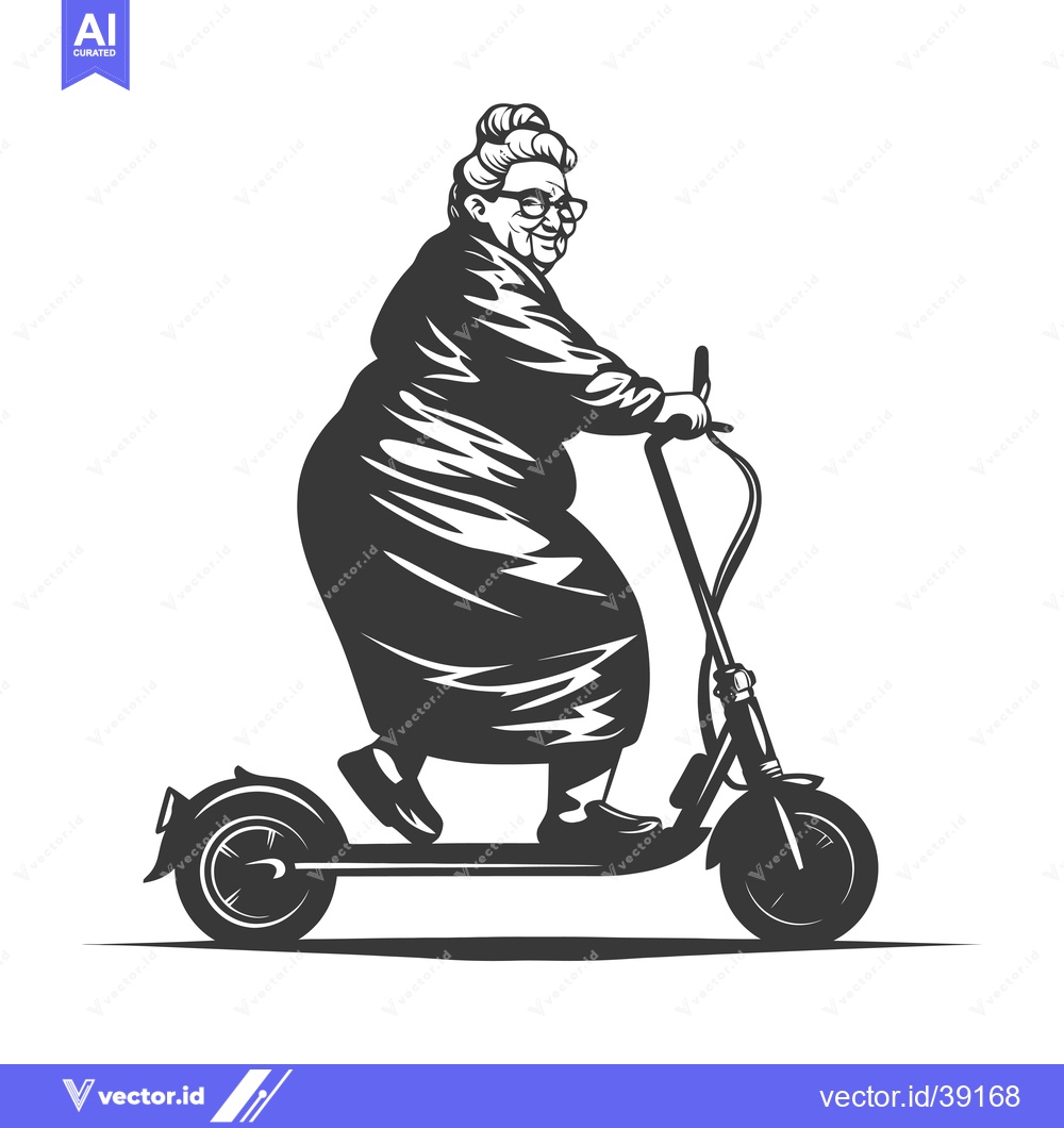 Premium Vector of Elderly Woman Riding Electric Scooter