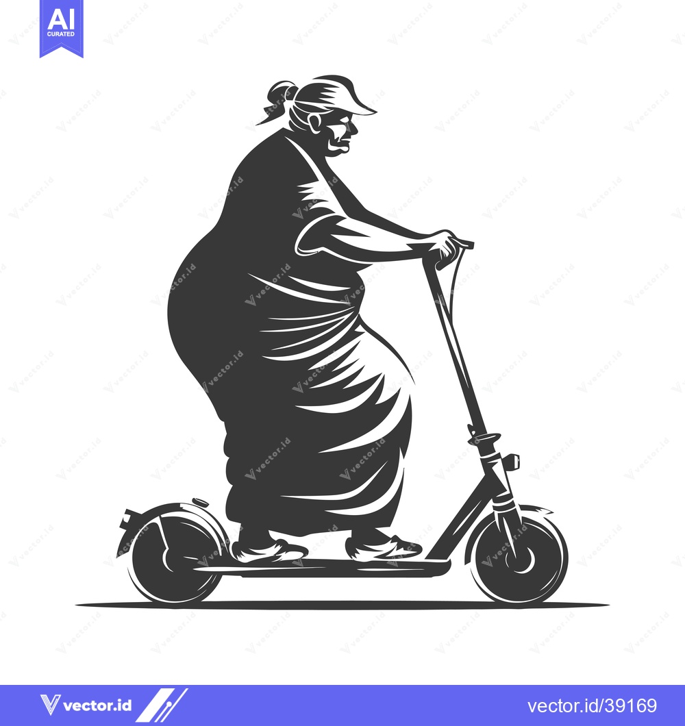 Premium Vector dari Elderly Woman Riding Electric Scooter