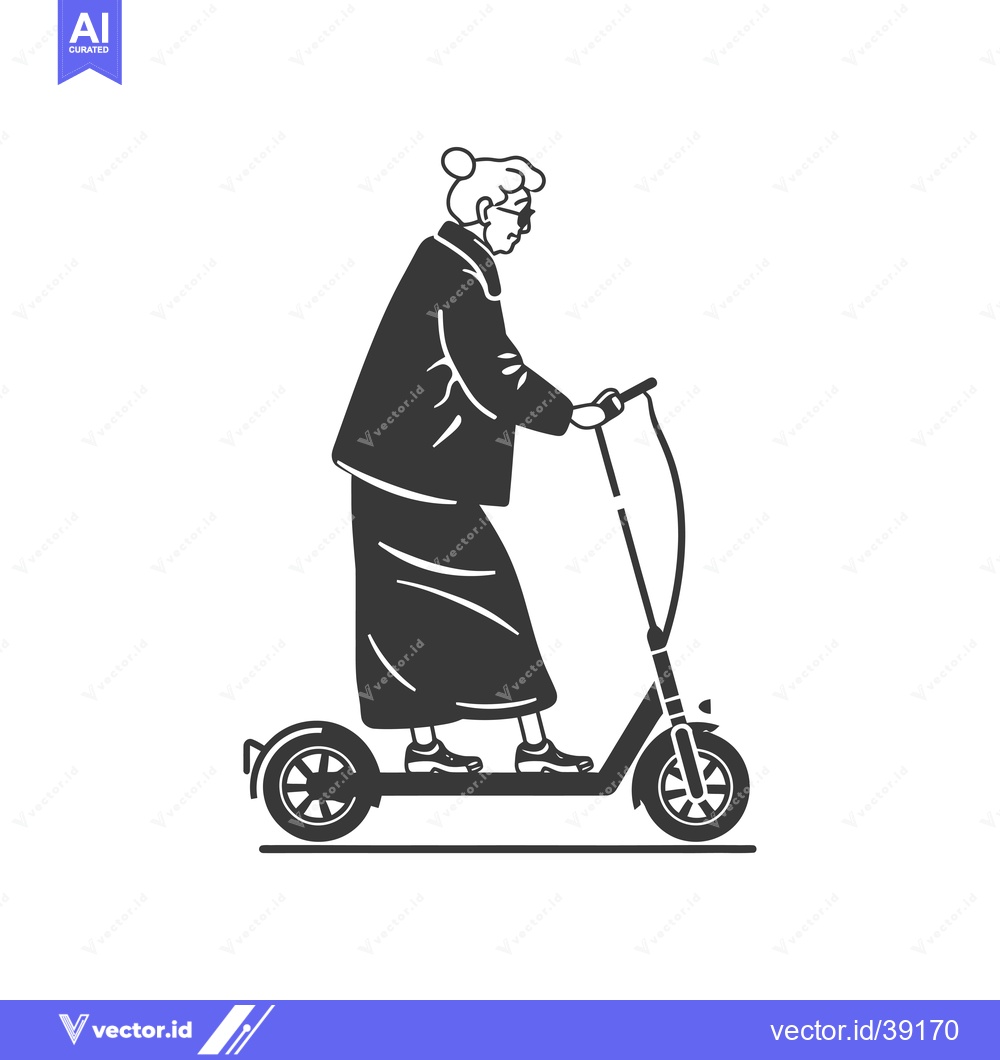 Premium Vector of Elderly Woman Riding Electric Scooter