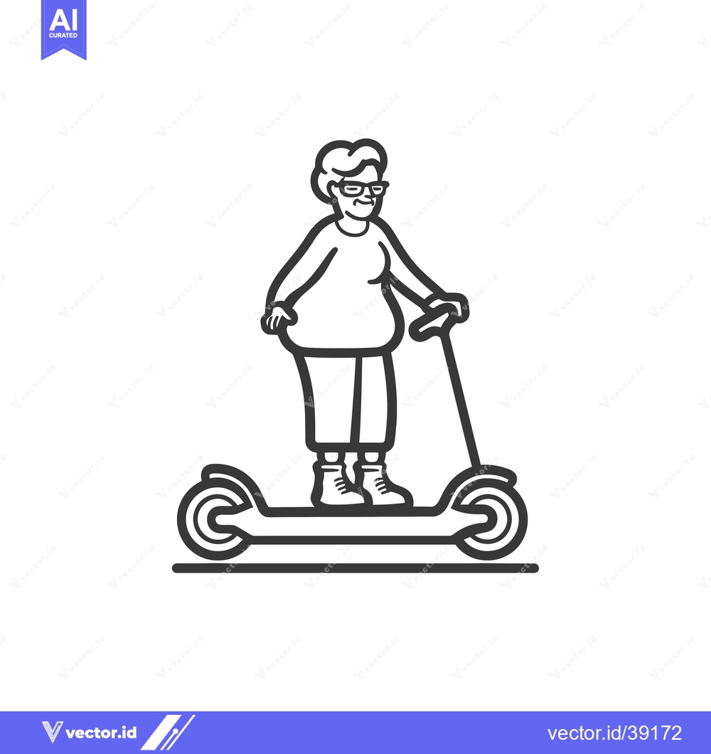 Premium Vector of Elderly Woman Riding Electric Scooter