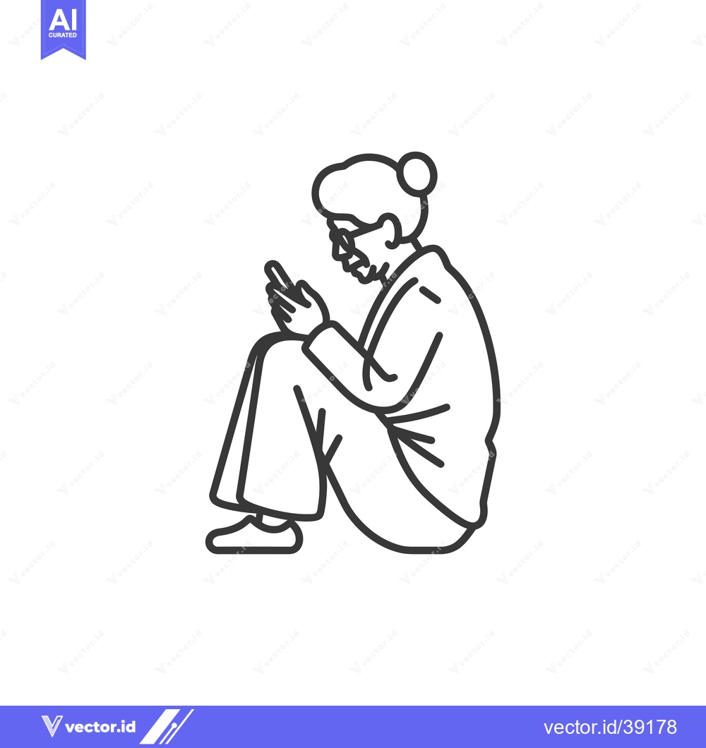 Premium Vector of Elderly woman sitting and using a phone
