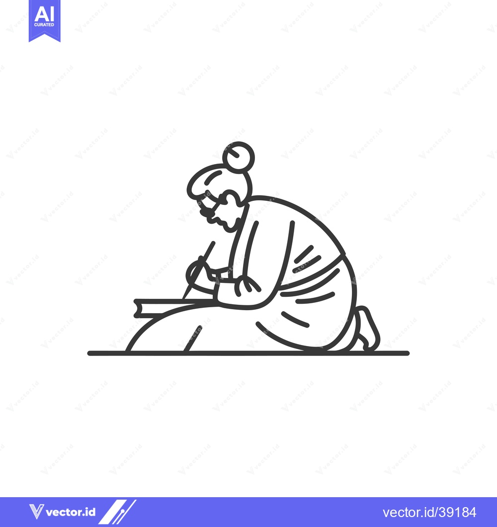 Premium Vector dari Elderly Woman Sitting and Writing in a Notebook