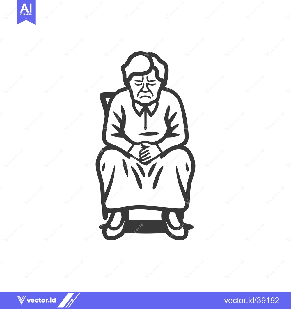 Premium Vector dari Elderly Woman Sitting in a Chair with a Frown