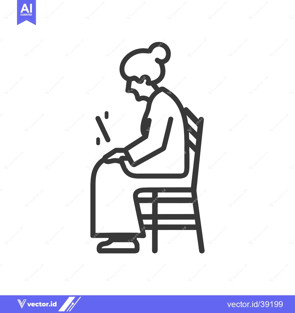 Premium Vector of Elderly Woman Sitting on a Chair with a Painful Leg