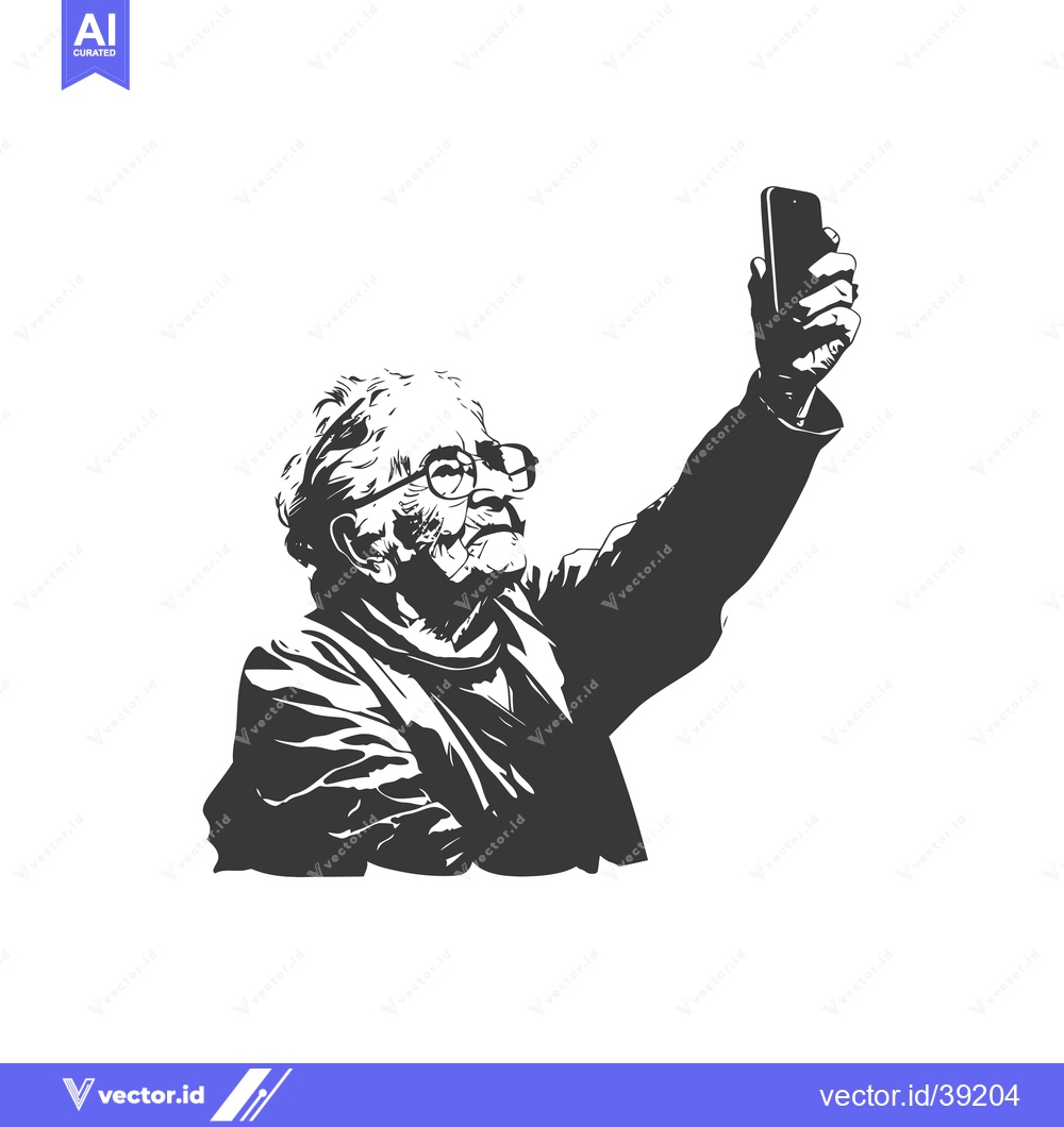Premium Vector dari Elderly Woman Taking a Selfie with a Smartphone
