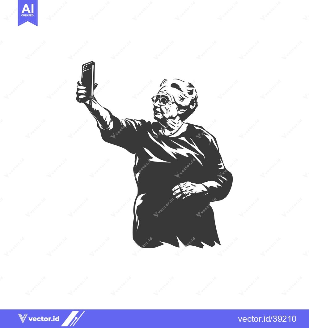 Premium Vector dari Elderly Woman Taking a Selfie with a Smartphone