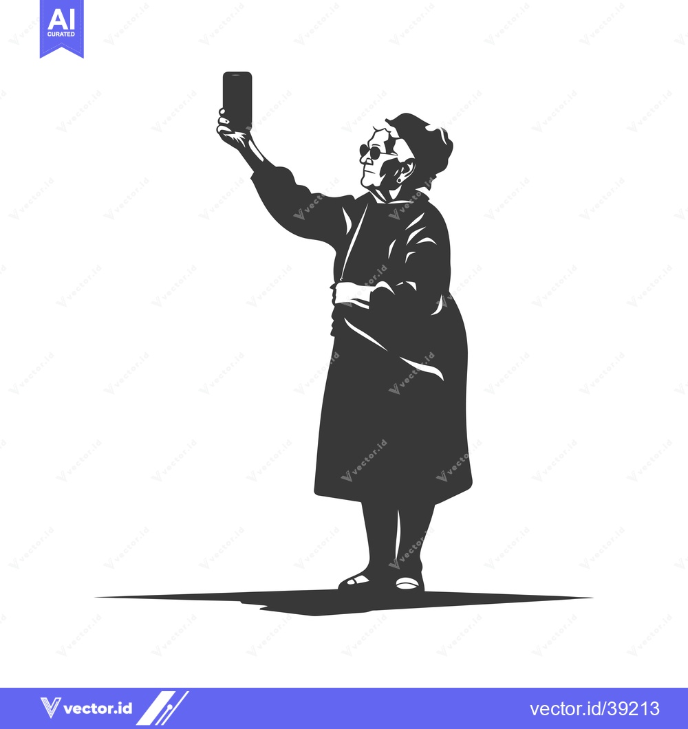 Premium Vector dari Elderly Woman Taking a Selfie with a Smartphone