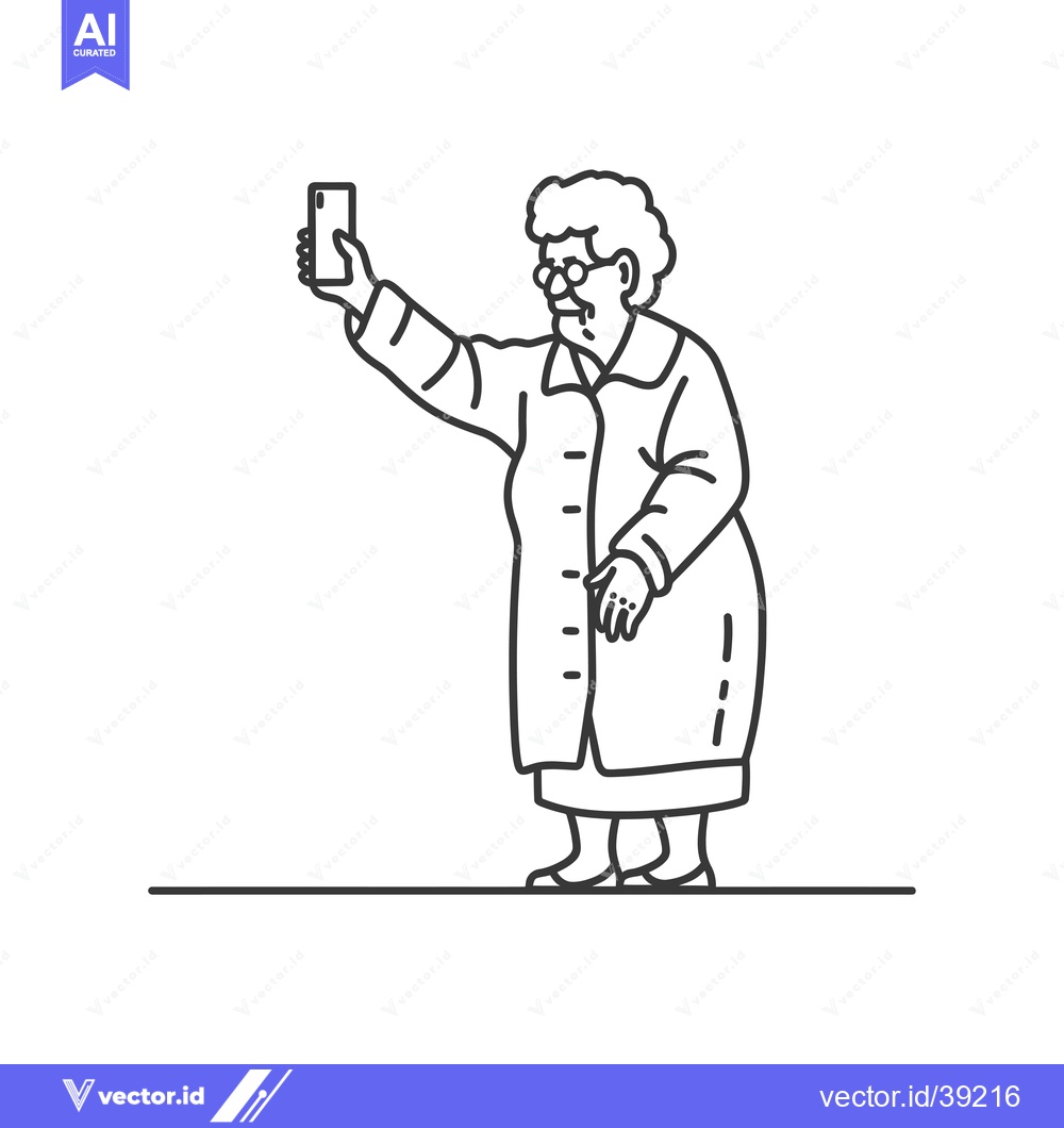 Premium Vector dari Elderly Woman Taking a Selfie with a Smartphone