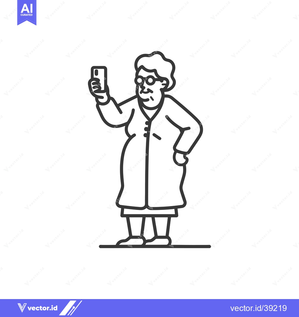 Premium Vector dari Elderly Woman Taking a Selfie with a Smartphone