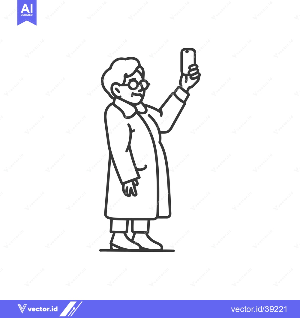 Premium Vector dari Elderly Woman Taking a Selfie with a Smartphone