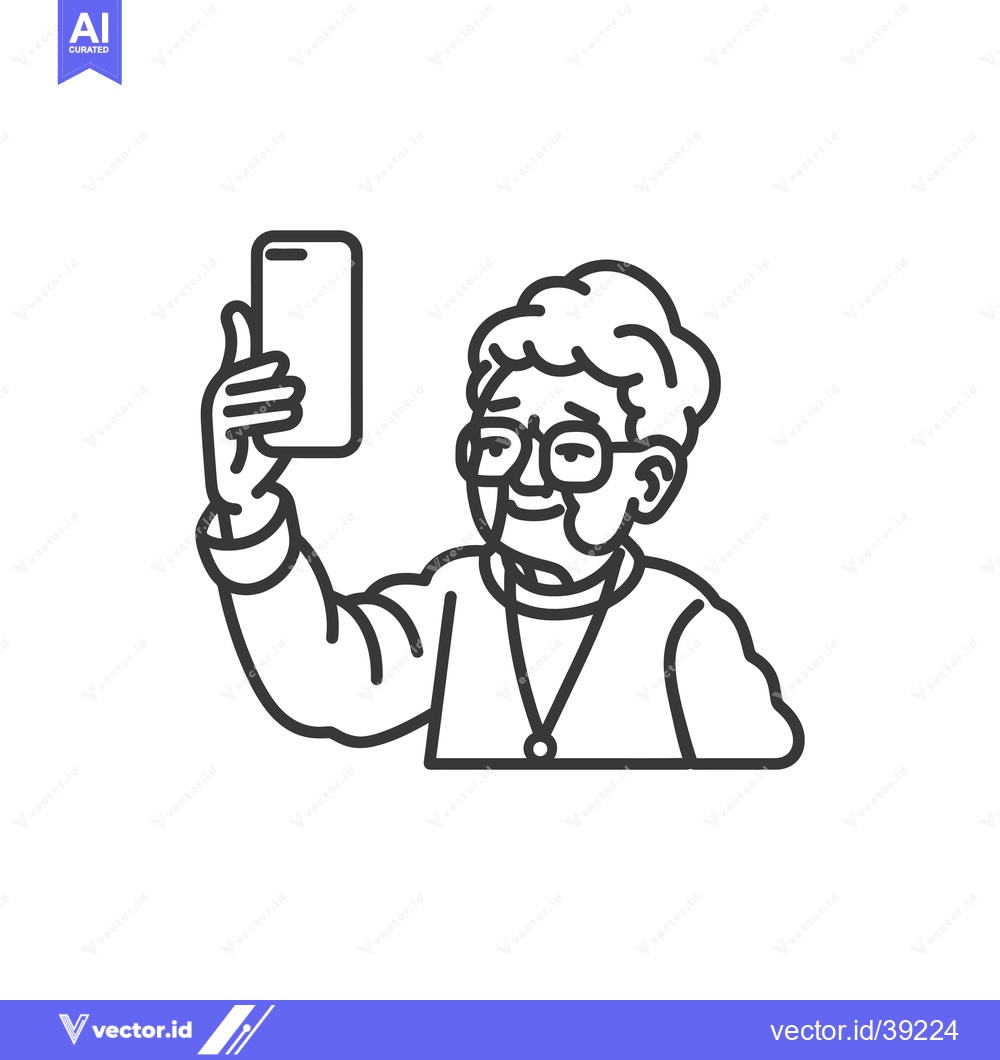Premium Vector dari Elderly Woman Taking a Selfie with a Smartphone
