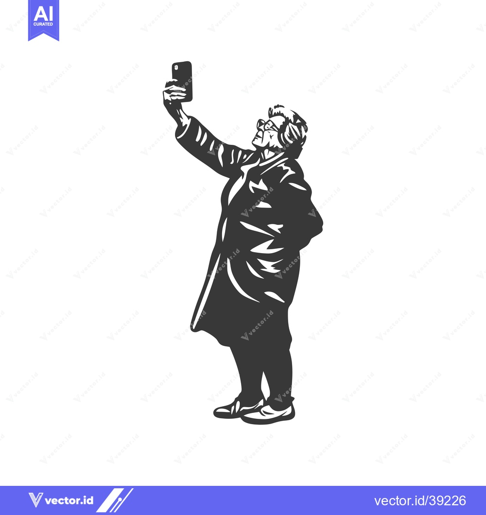 Premium Vector dari Elderly Woman Taking a Selfie with Smartphone