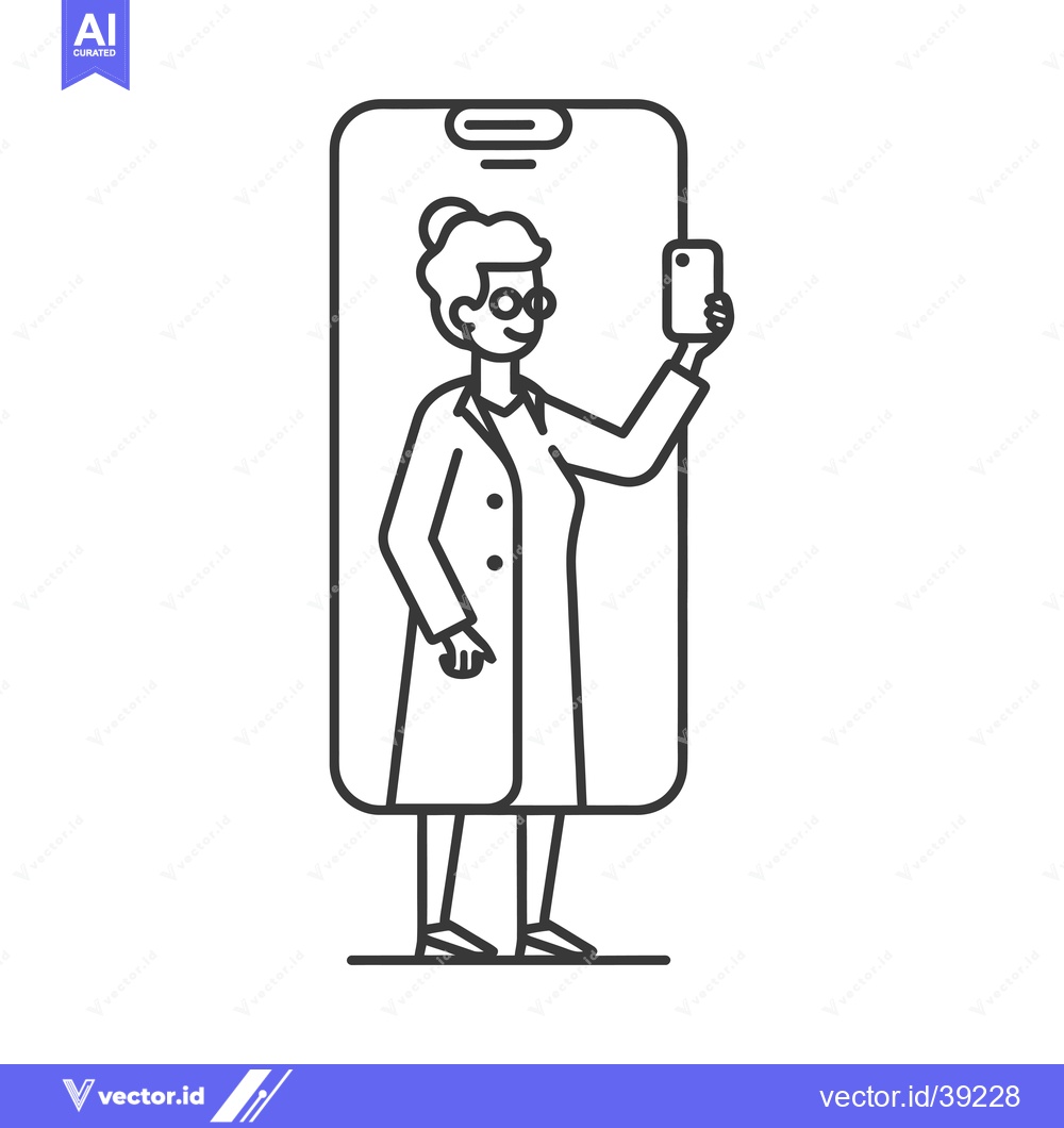 Premium Vector of Elderly Woman Taking Selfie Inside Smartphone Screen