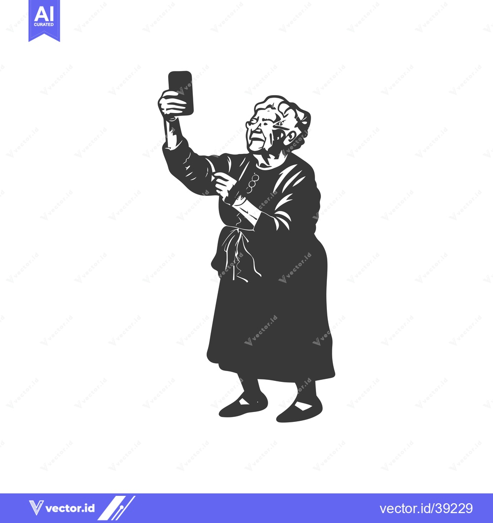 Premium Vector dari Elderly Woman Taking Selfie with Smartphone