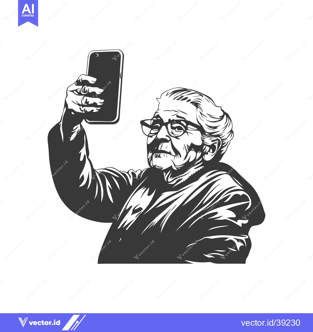 Premium Vector dari Elderly Woman Taking Selfie With Smartphone
