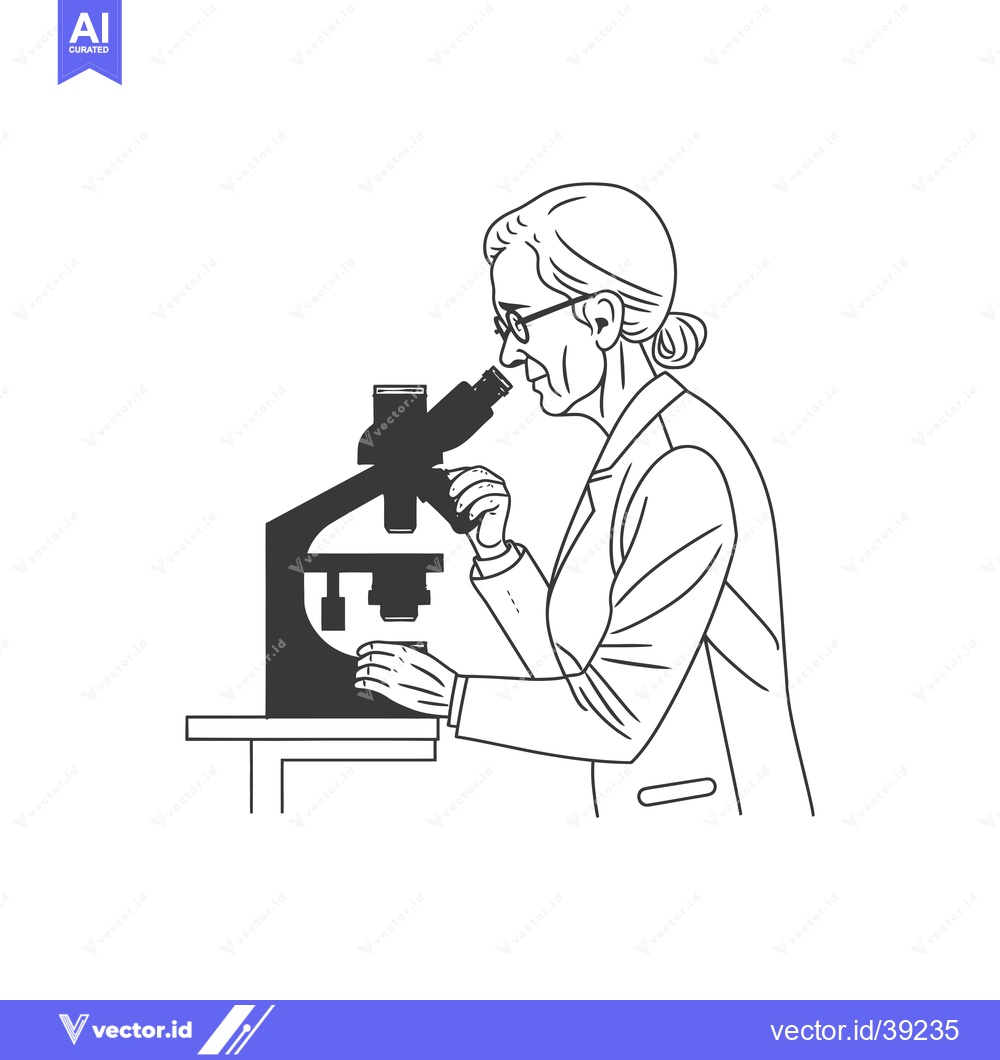 Premium Vector dari Elderly Woman Using a Microscope for Scientific Research