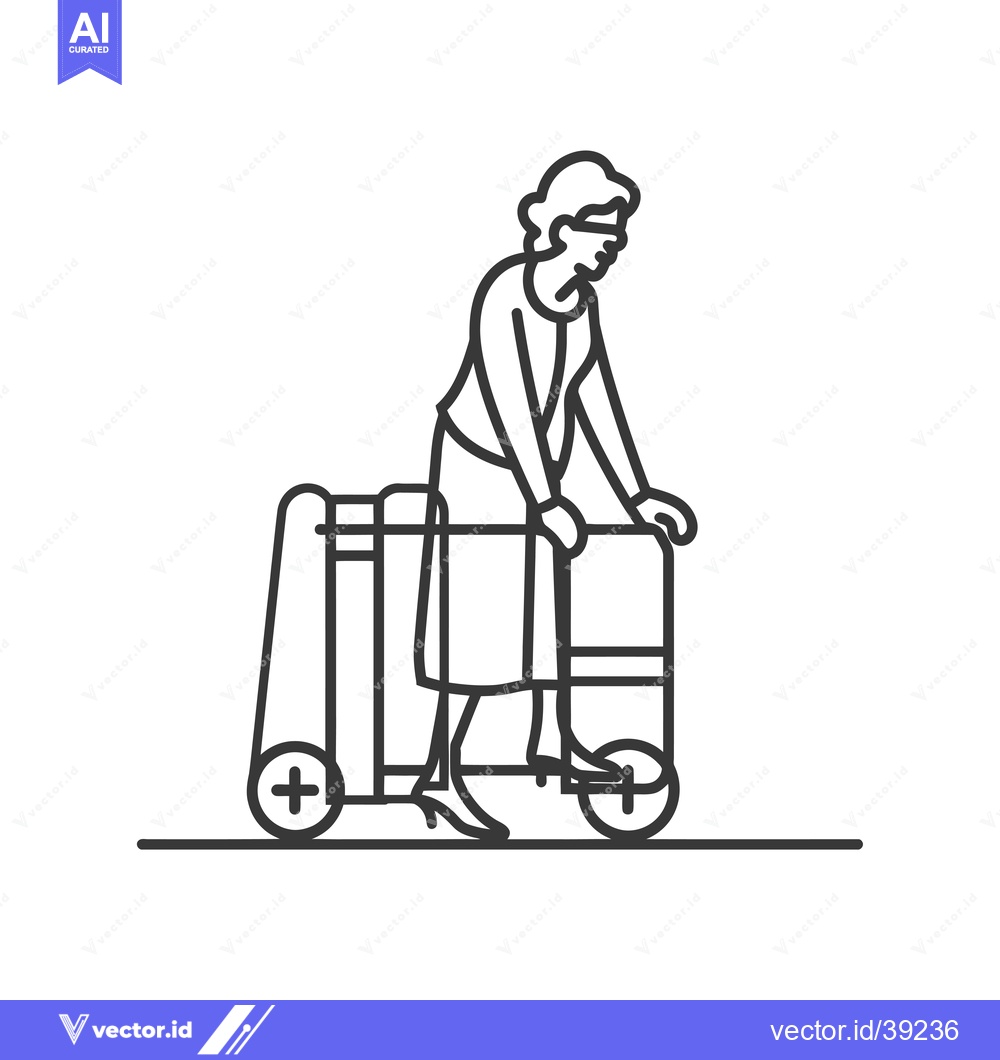 Premium Vector of Elderly Woman Using a Rolling Walker
