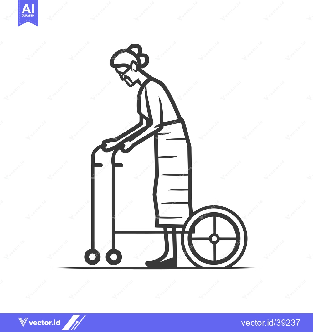 Premium Vector dari Elderly Woman Using a Rolling Walker