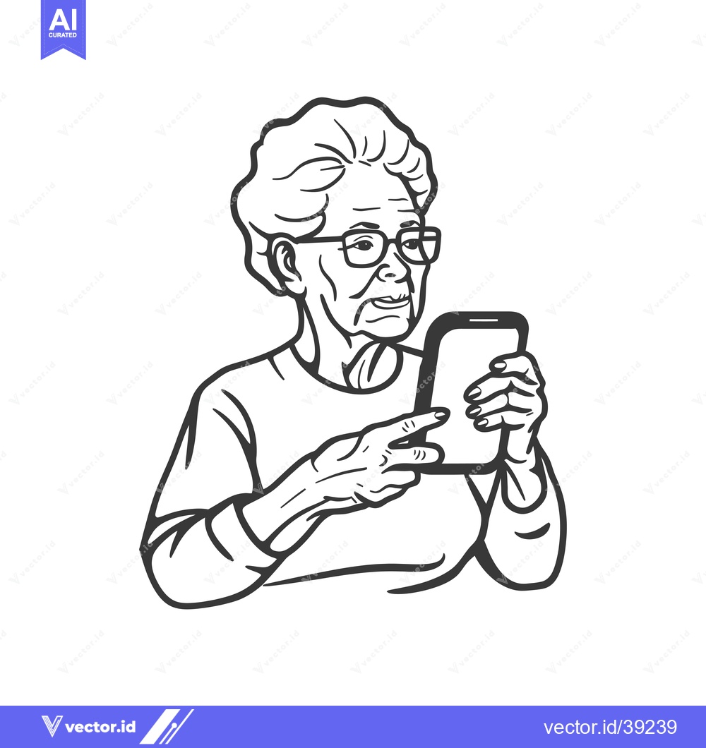 Premium Vector dari Elderly Woman Using a Smartphone