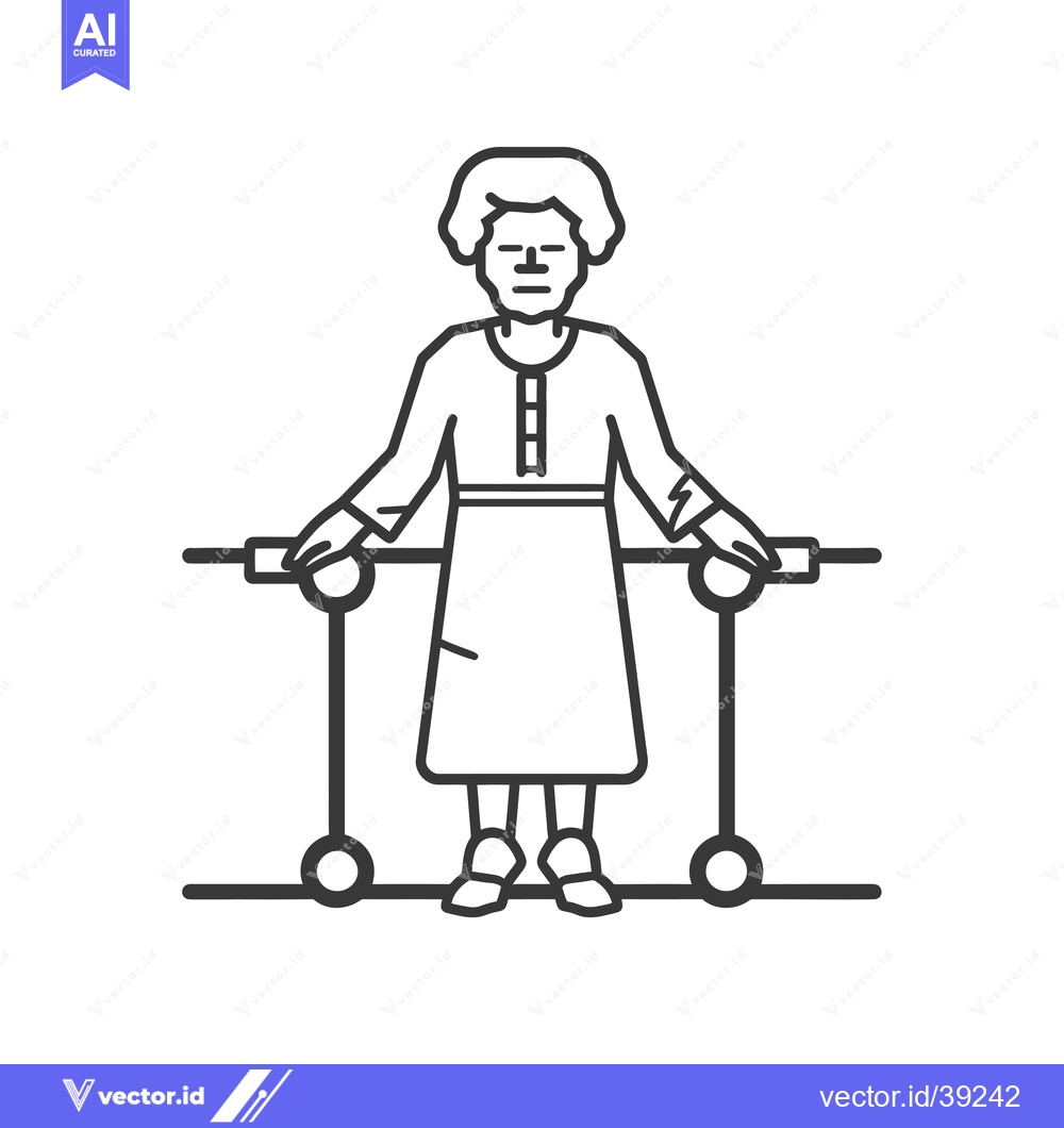 Premium Vector dari Elderly Woman Using a Walker for Mobility Assistance