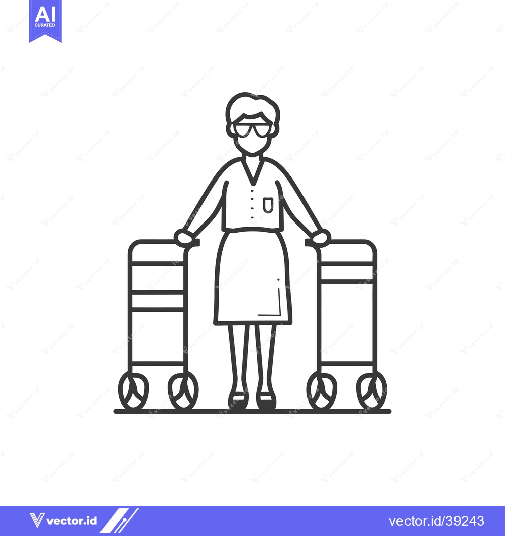 Premium Vector dari Elderly Woman Using a Walker for Mobility Assistance