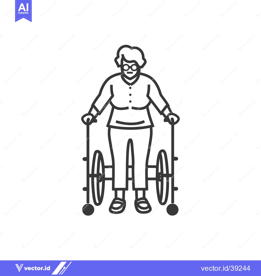 Premium Vector dari Elderly Woman Using a Walker for Mobility Assistance