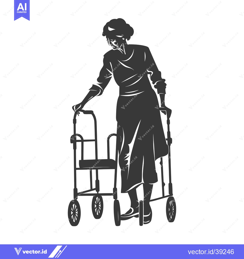 Premium Vector dari Elderly Woman Using a Walker to Assist With Mobility