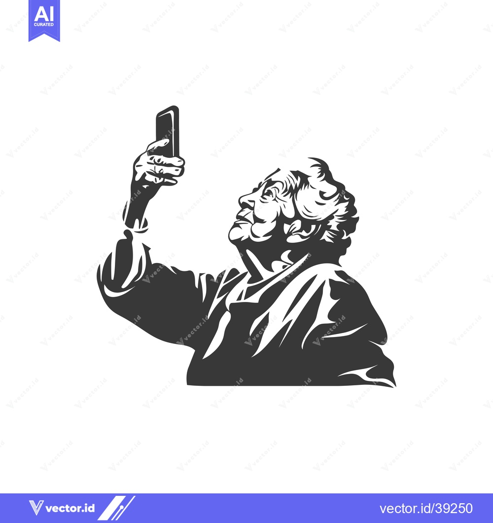 Premium Vector dari Elderly Woman Using Smartphone and Looking Up