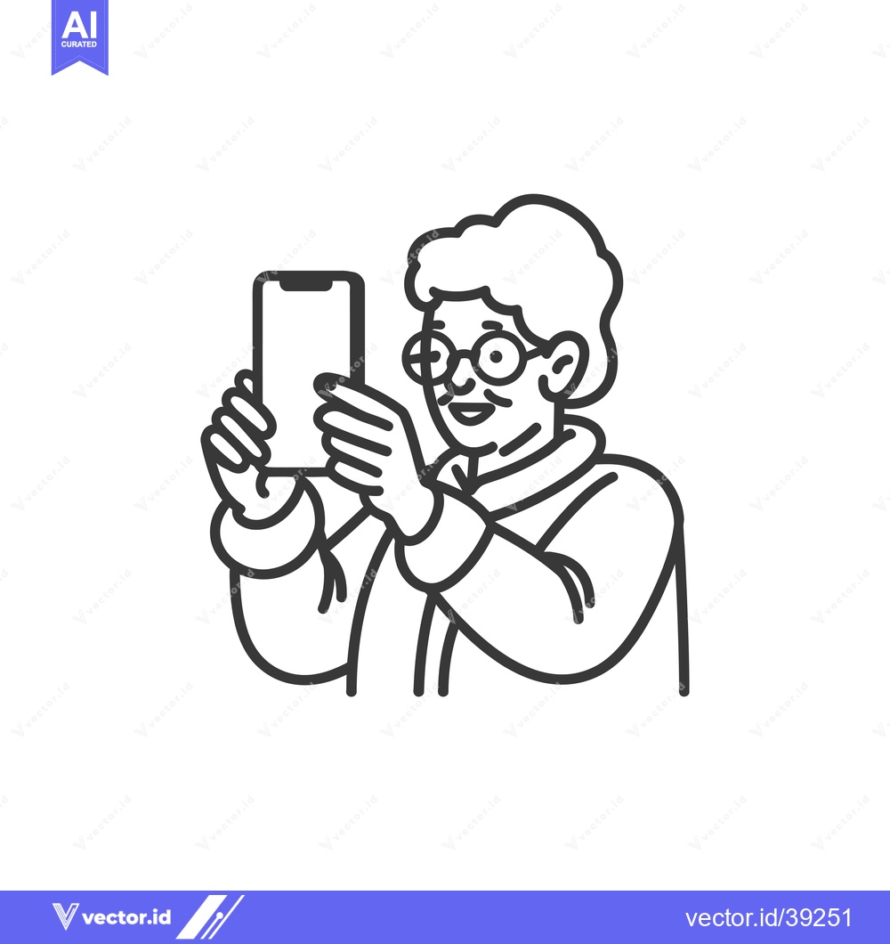 Premium Vector dari Elderly Woman Using Smartphone and Smiling