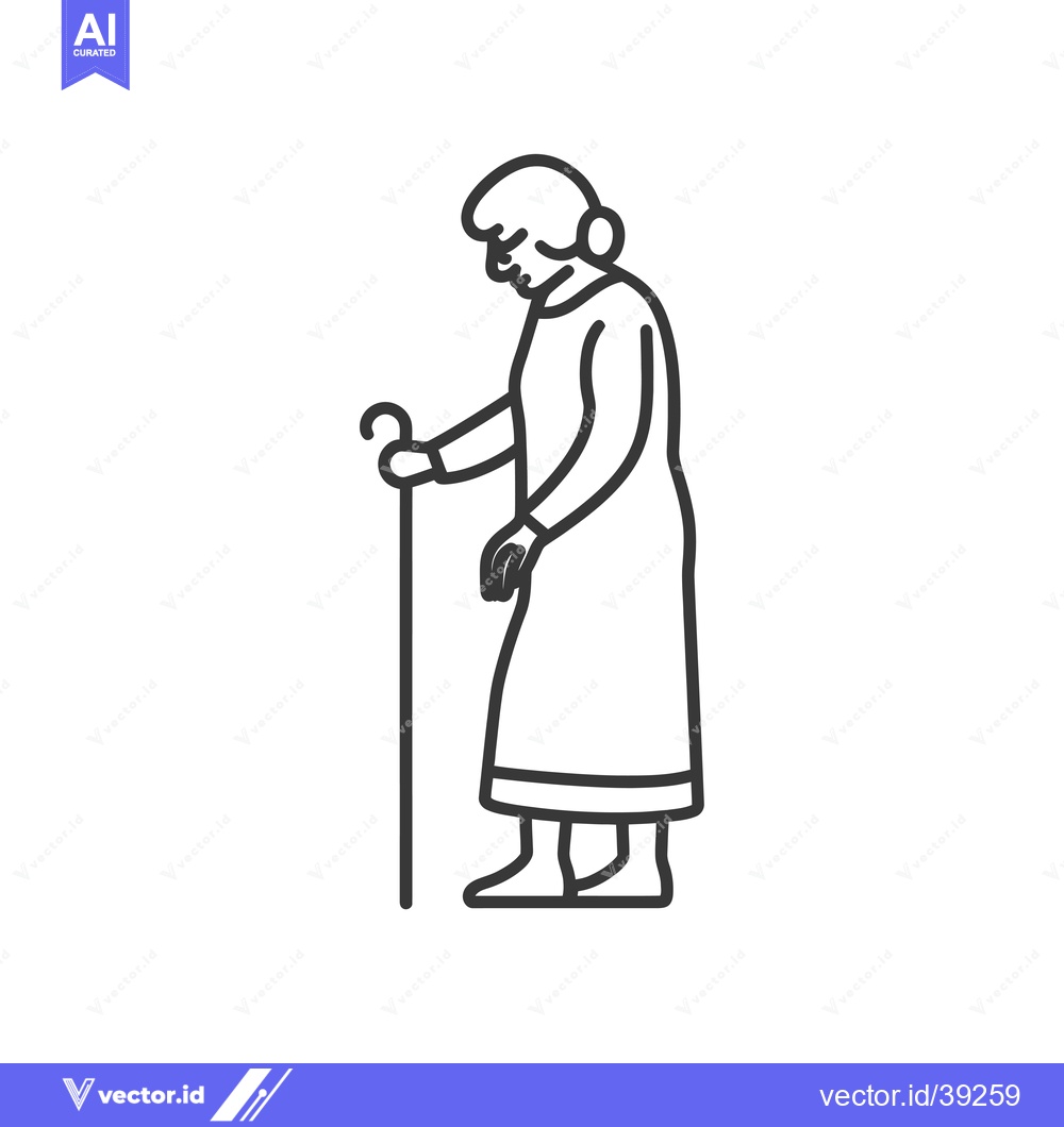 Premium Vector dari Elderly woman walking with a cane