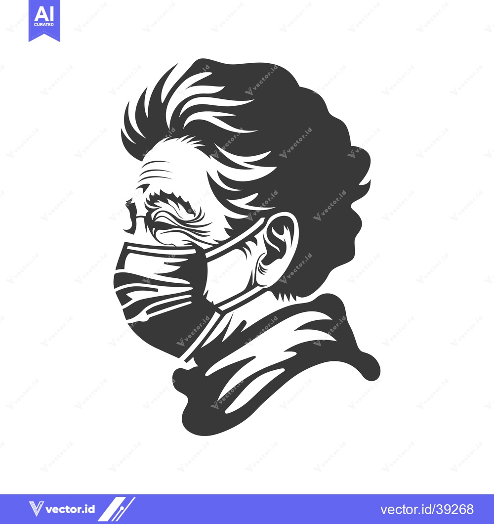 Premium Vector dari Elderly Woman Wearing a Face Mask