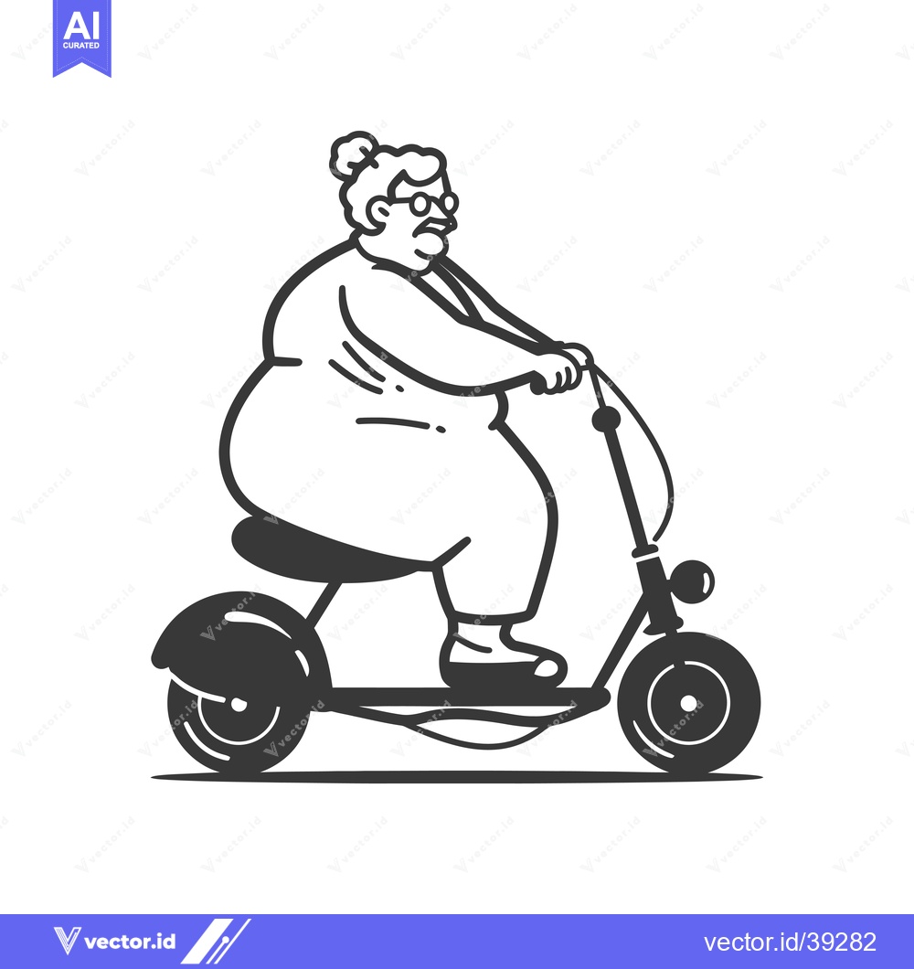 Premium Vector dari Elderly woman with glasses riding a scooter