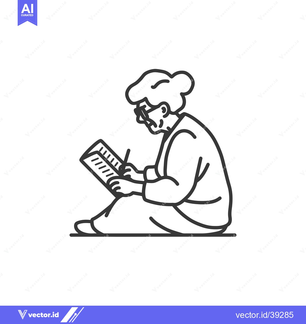 Premium Vector of Elderly Woman with Glasses Writing in a Book
