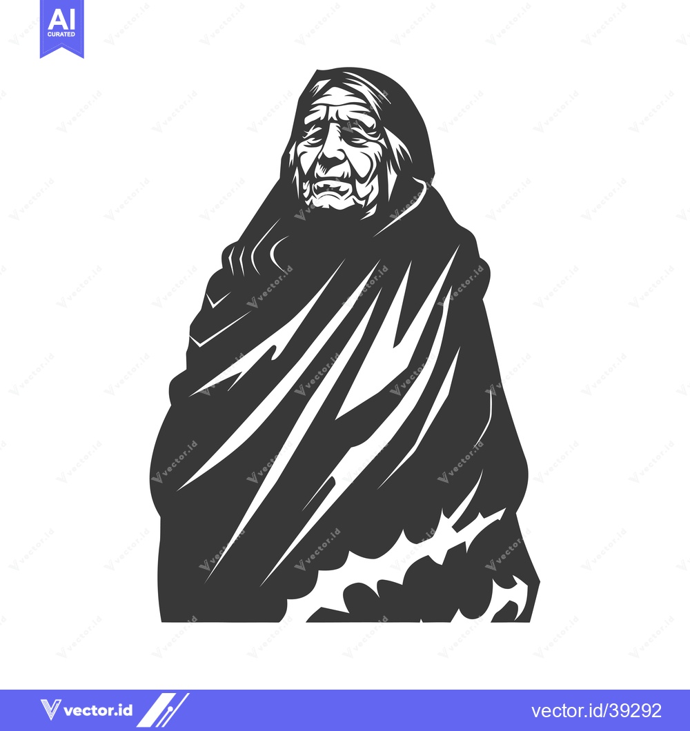 Premium Vector dari Elderly Woman Wrapped in a Cloak