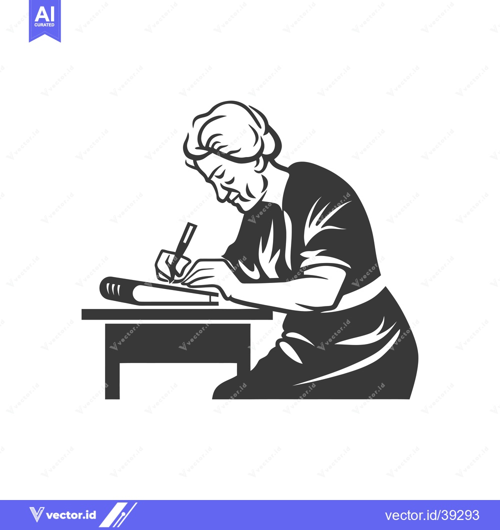 Premium Vector dari Elderly Woman Writing at a Desk
