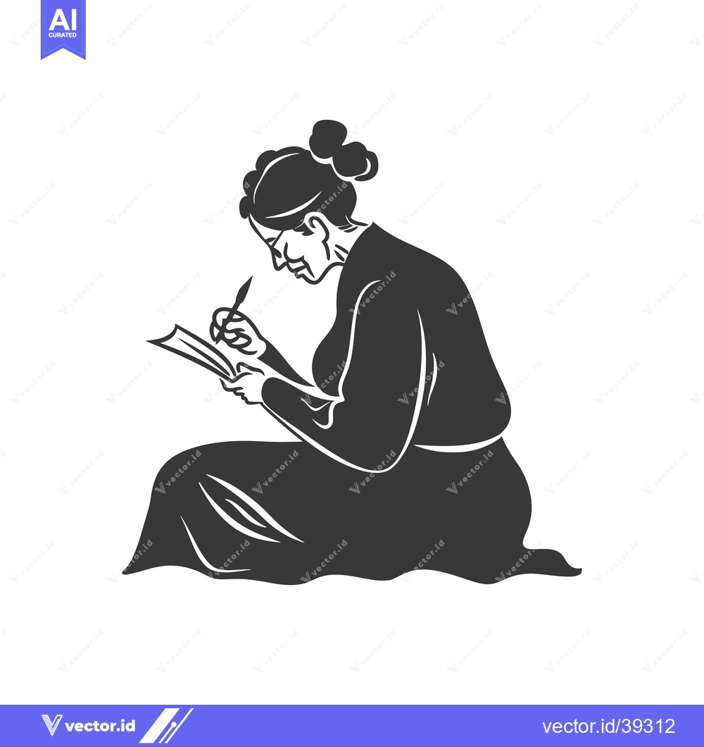 Premium Vector dari Elderly Woman Writing in a Notebook