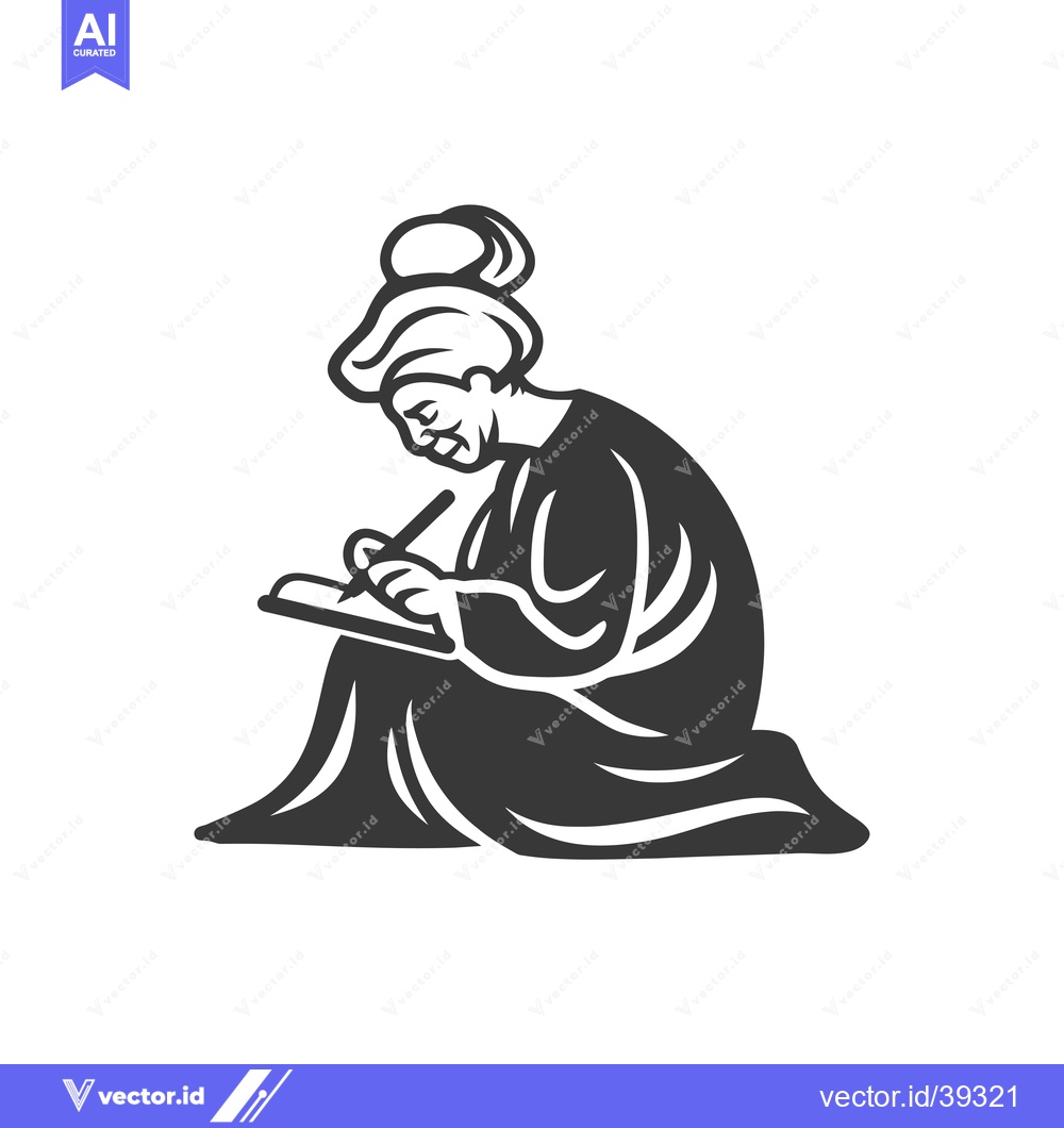 Premium Vector dari Elderly Woman Writing in a Seated Position