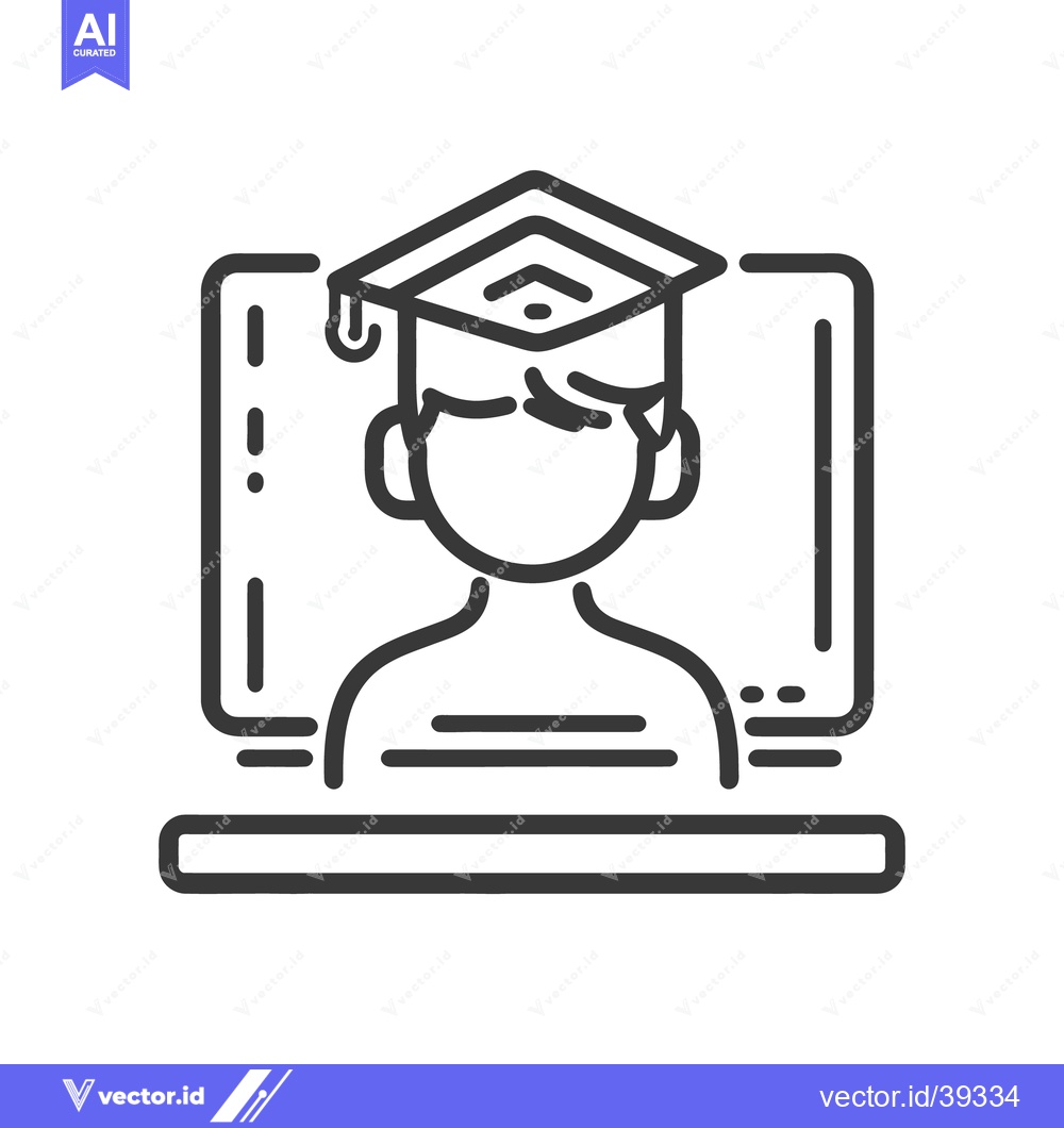 Premium Vector dari A graduating student wearing a cap in front of a screen