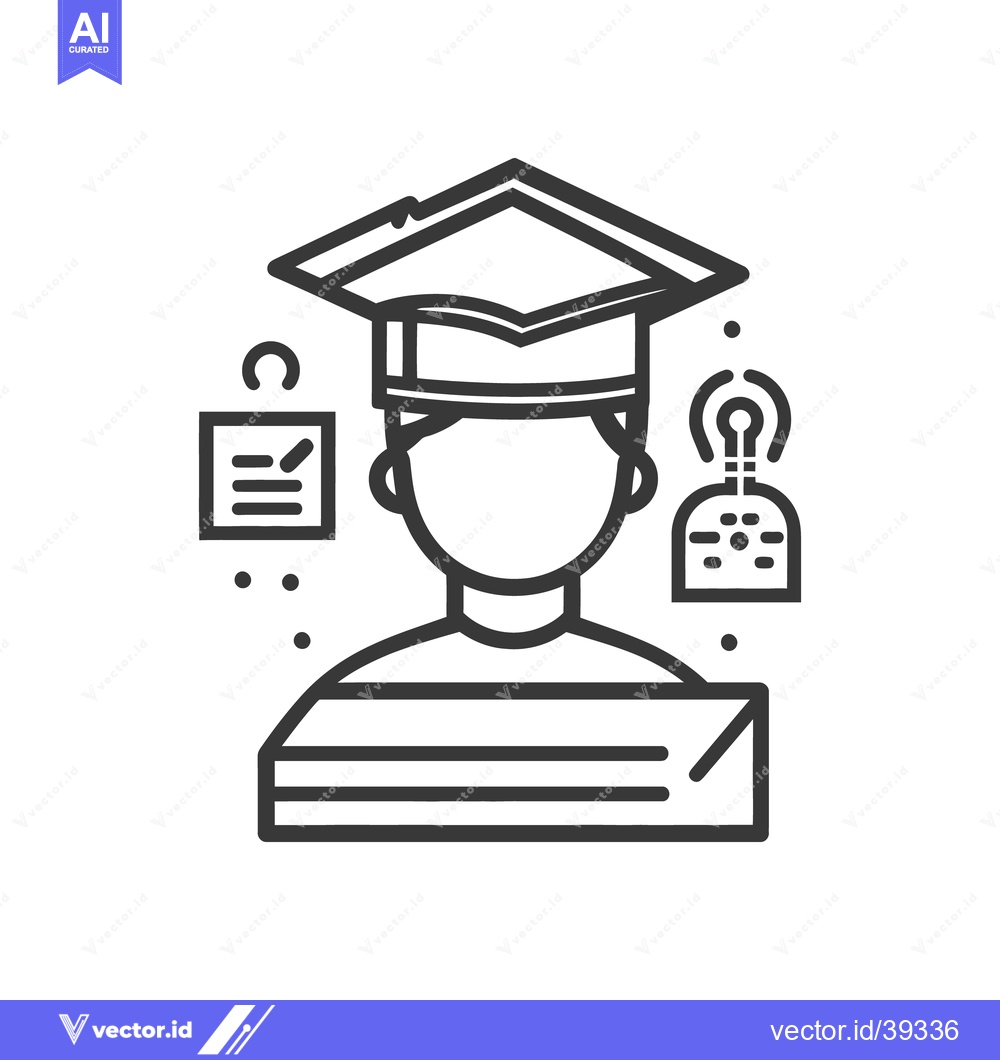 Premium Vector dari A linear illustration of a student with educational symbols