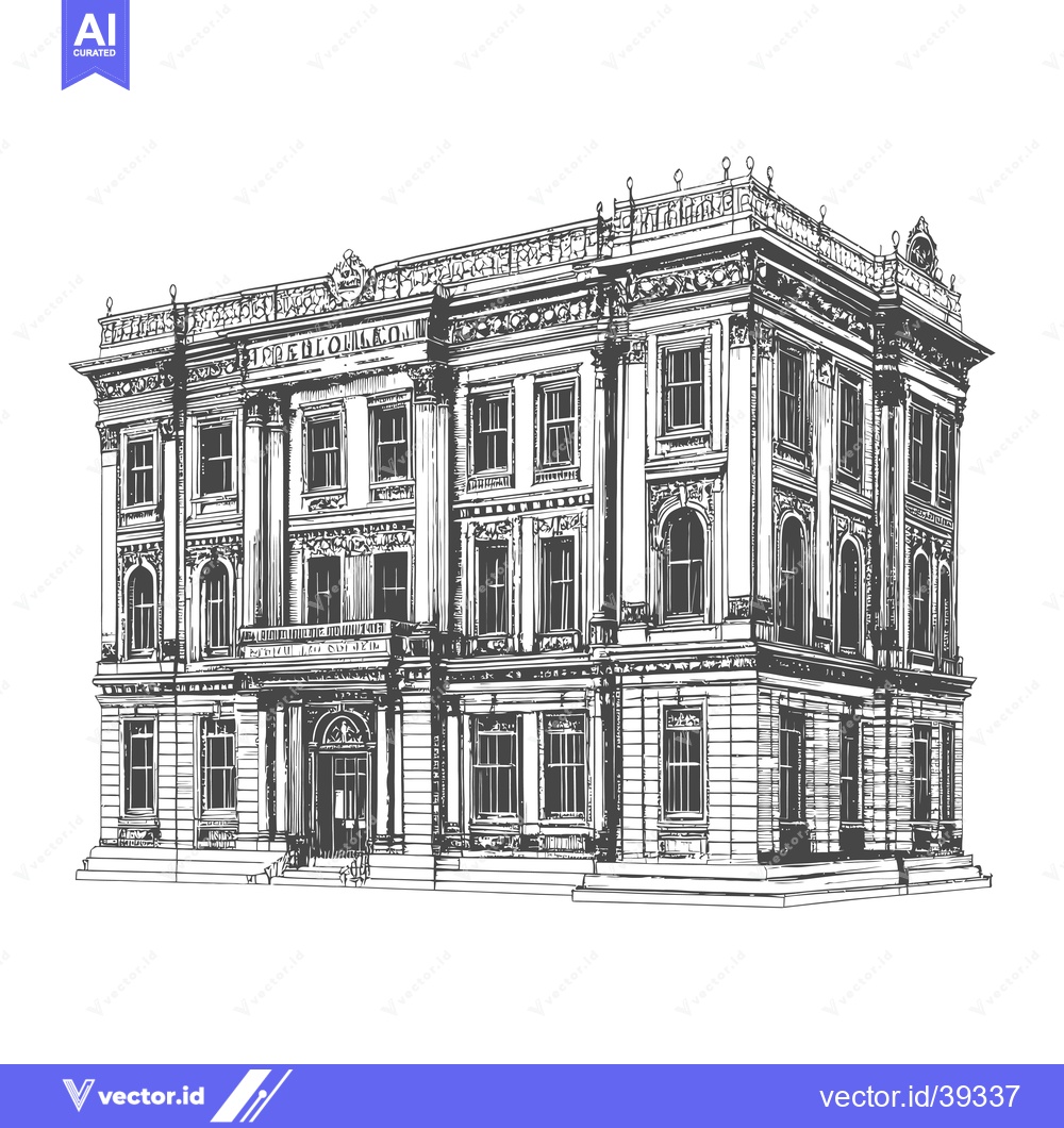 Premium Vector of An Elegant Drawing of a Grand Classical Building
