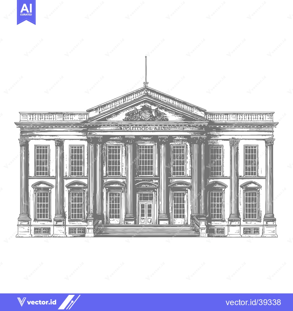 Premium Vector of Classic Building Architectural Drawing Design Illustration