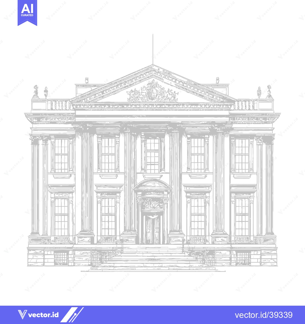 Premium Vector dari Grand Neoclassical Mansion Architectural Drawing