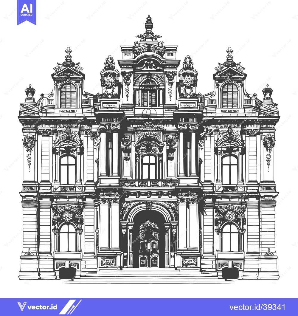 Premium Vector dari Ornate European Building Architectural Drawing
